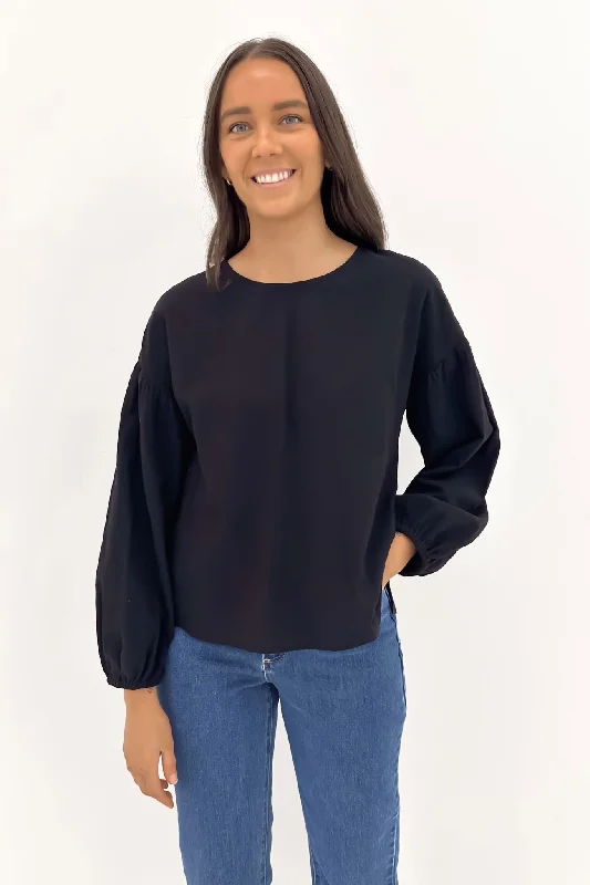 Sonya Puff Sleeve Top Black