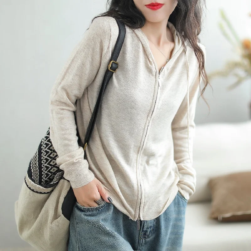 Women Autumn Minimialist Casual Elasitc Hoodie