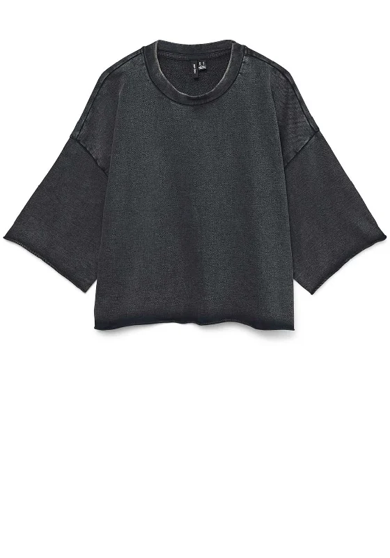 Vero Moda Tassy Washed Short Sleeve Top, Dark Blue