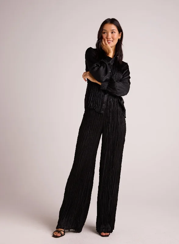 Variegated Pleat Pant - Black