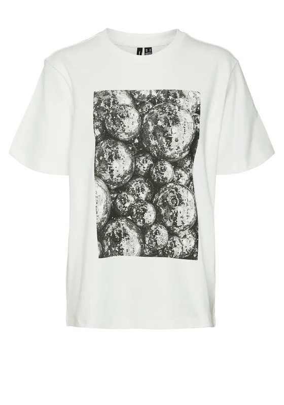 Vero Moda Ebru Dianne Disco Ball Graphic T Shirt, White