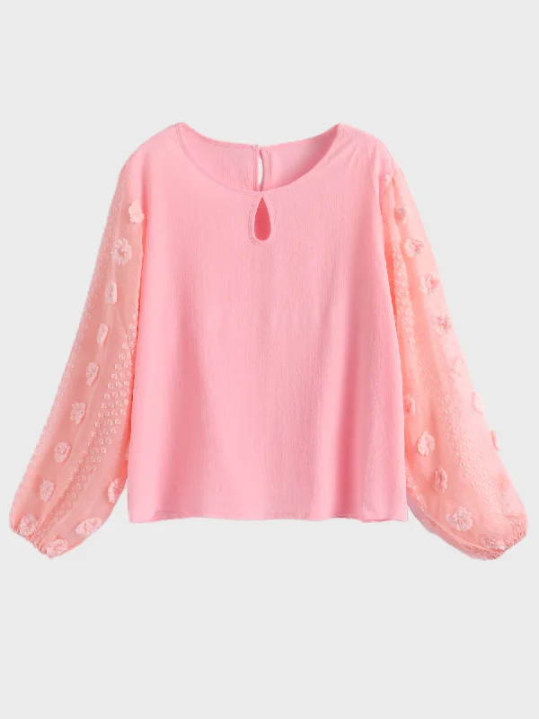 Midsize Flower Sleeves Blouse