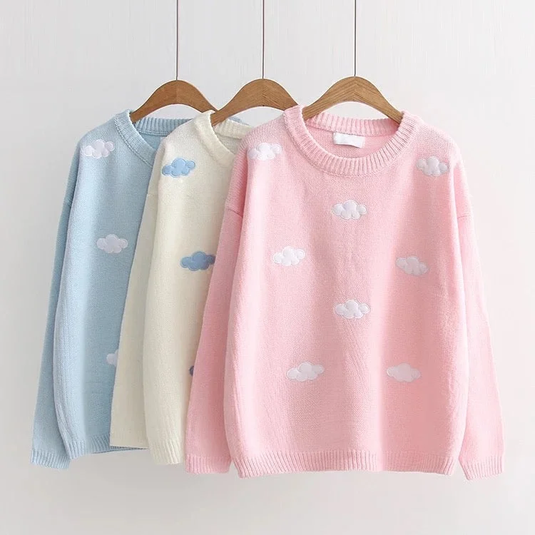 3 COLORS KOREAN CLOUDS KNIT SWEATER BY21188