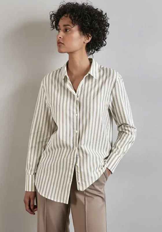 Street One Striped Cotton Blouse, White