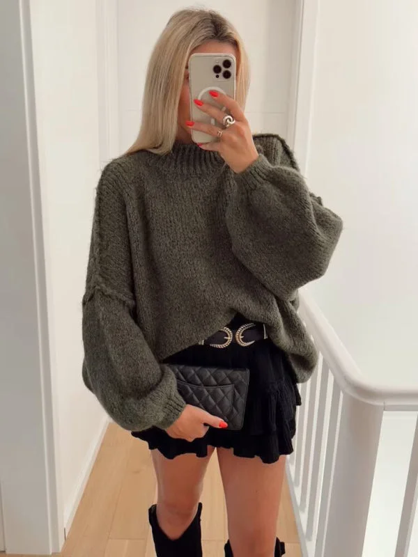 TastyHottie - Women's Street Fashion Seamless Long Sleeve Loose Knit Fashion Sweater