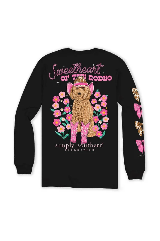 Simply Southern Plus Size Long Sleeve Sweetheart of the Rodeo for Women in Black | EXT-LS-SWEETHRT-BLACK