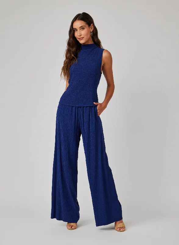 Clean Wide Leg Pant - Navy Coast