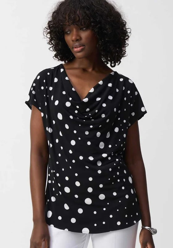 Joseph Ribkoff Cowl Neck Polka Dot Top, Black