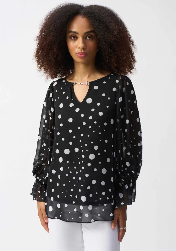 Joseph Ribkoff Chiffon Dot Top, Black