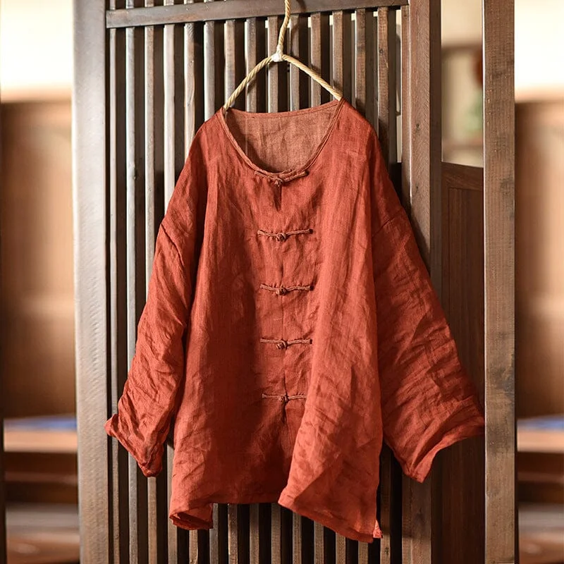 Women Spring Summer Loose Linen Blouse