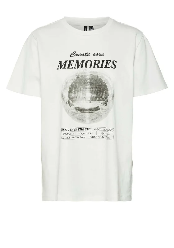 Vero Moda Ebru Dianne Disco Ball Graphic T Shirt, White