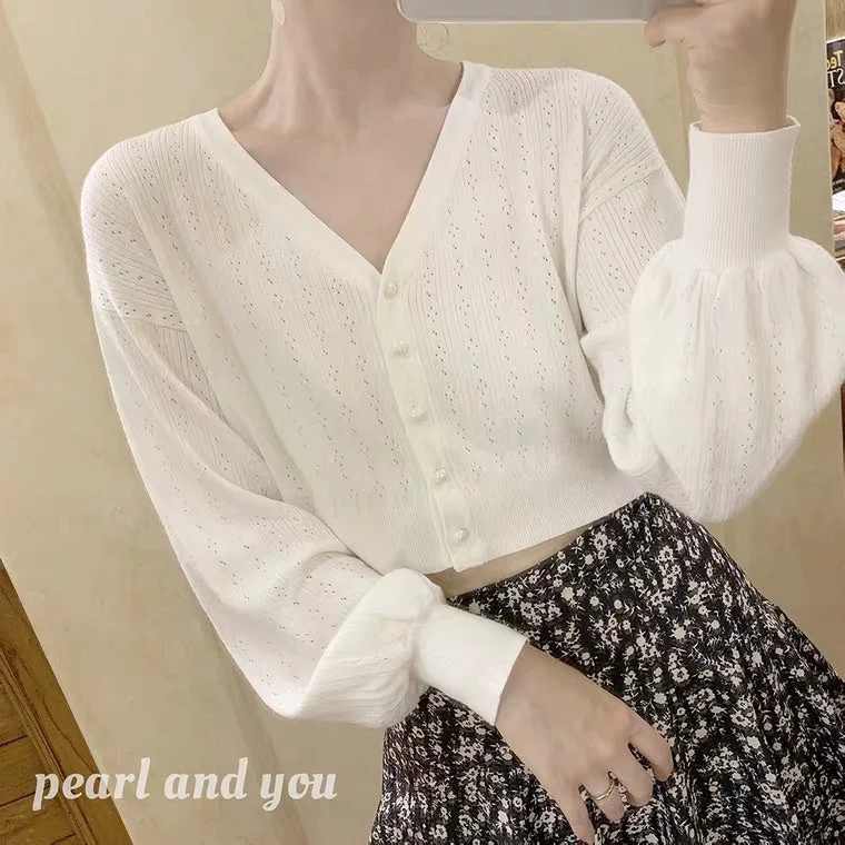 “PEARL AND YOU” WHITE KNIT cardigan BY41111