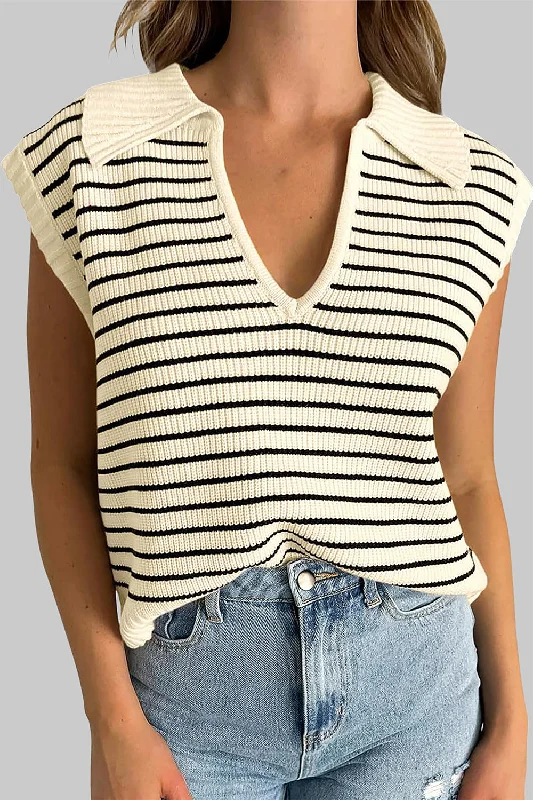 Striped Collared Neck Tank