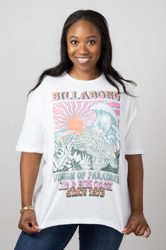 Billabong Vision of Paradise Oversized Graphic T-Shirt for Women in White | ABJZT01629-SCS