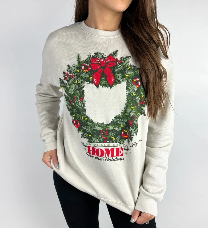 Ohio Christmas Wreath Crew Sweatshirt