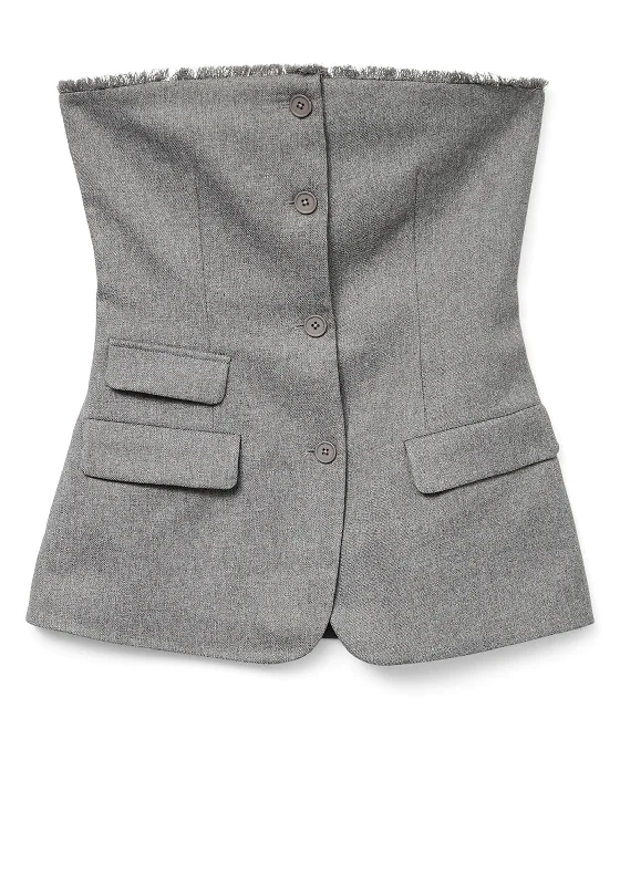 Vero Moda Esther Bandeau Raw Hem Waistcoat, Grey