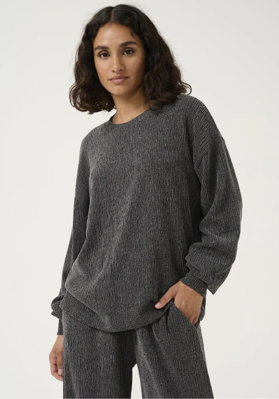 Kaffe Olga Textured Top, Dark Grey