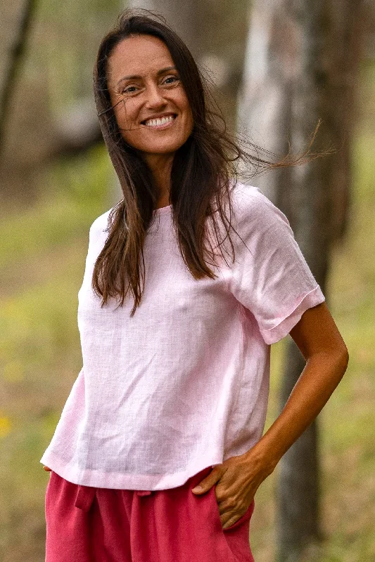 Linen Blouse NORA In Dusty Rose