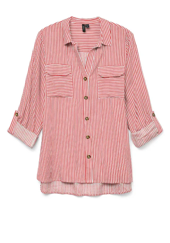 Vero Moda Bumpy Striped Shirt, Orange and White