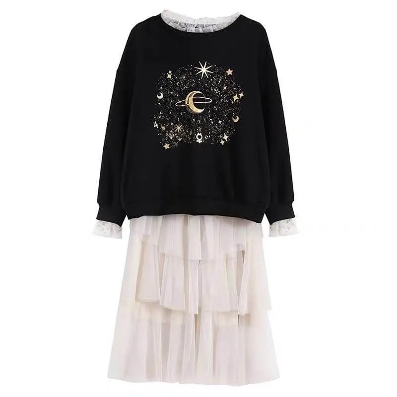 ''MOON & STARS'' SWEATER+SKIRT BY21161