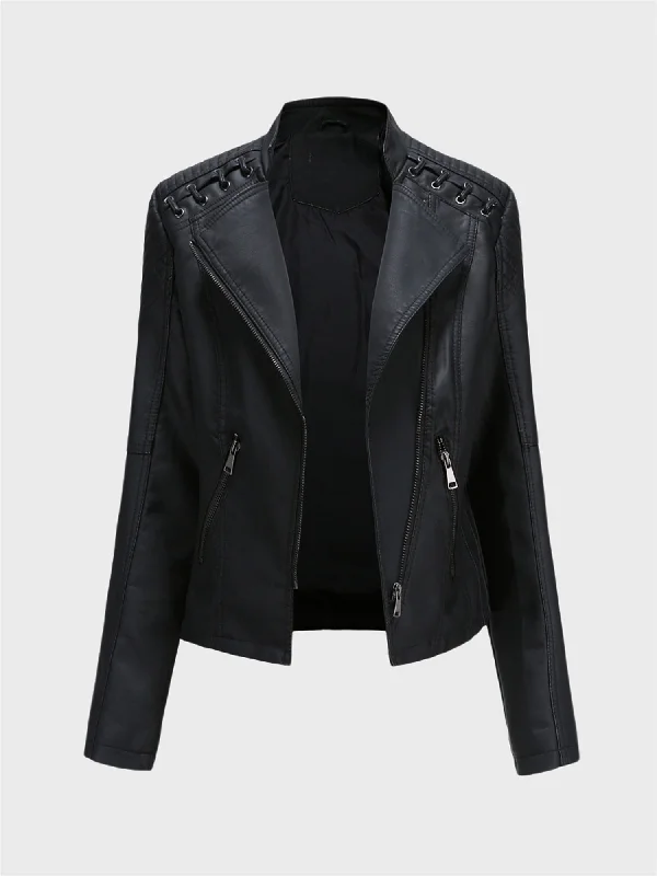 Midsize Simplicity High Waist Leather Jacket