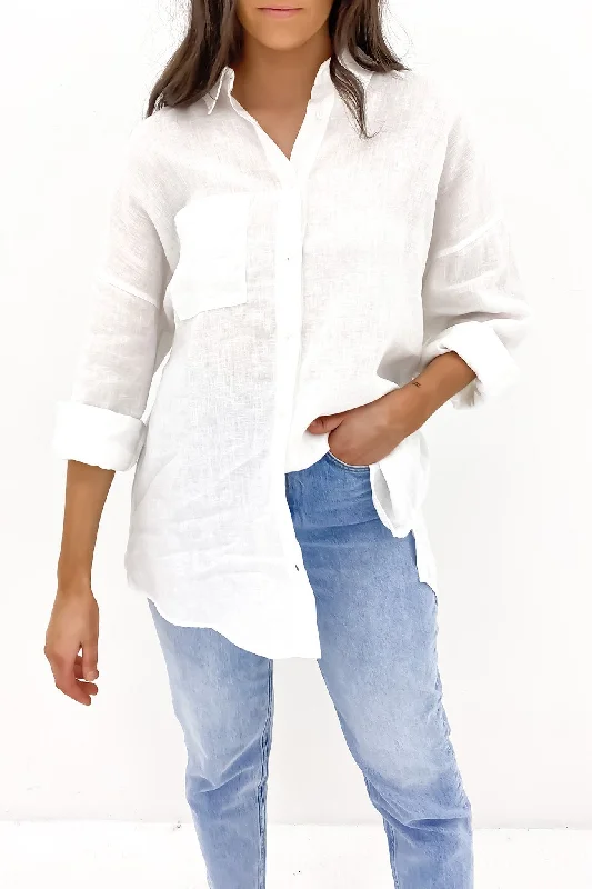 Lounge Heritage Linen Shirt White