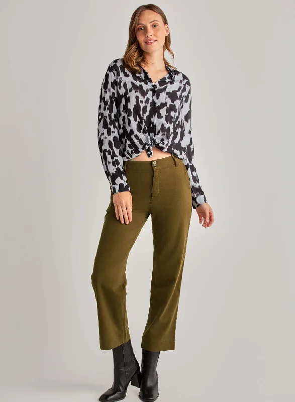 Saige Wide Leg Crop - Olive Spice