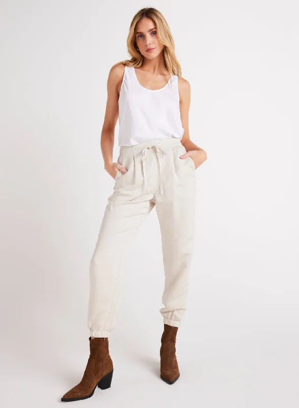 Luna Pleat Front Jogger - Soft Pearl