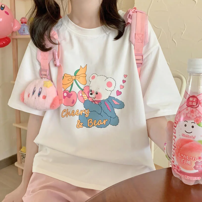 Japanese cute "cheery & bear" T-shirt BY7094