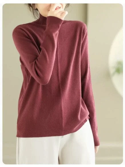 Women Minimalist Solid Loose Knitted Shirt