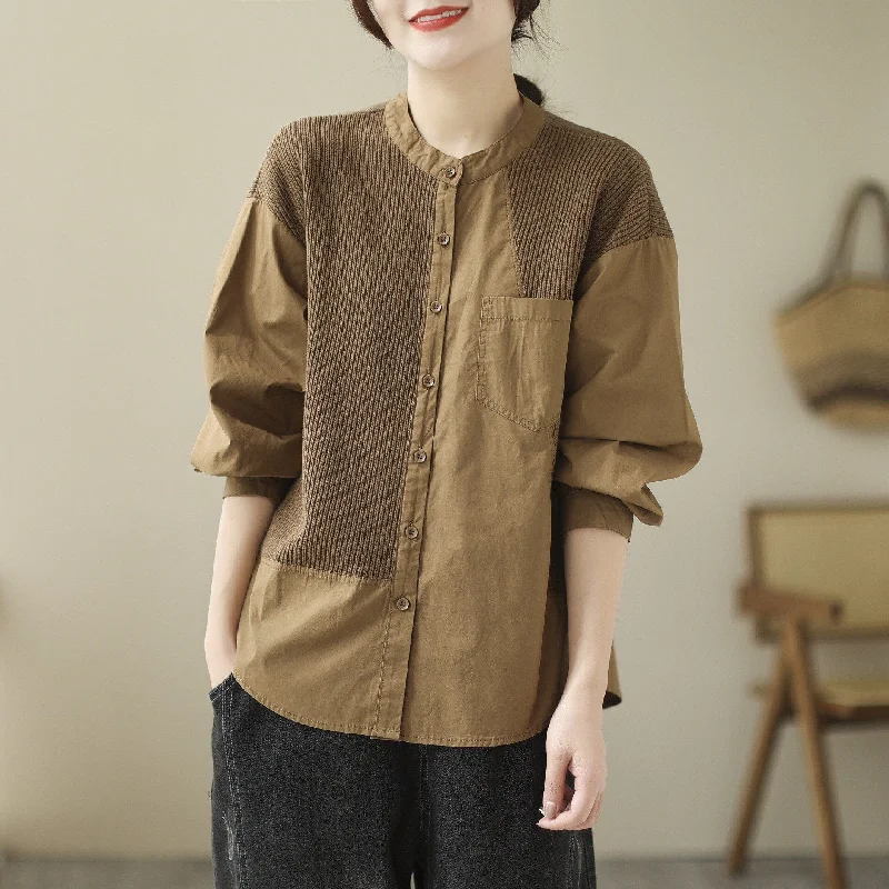 Autumn Retro Patchwork Casual Blouse