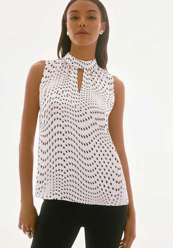 Joseph Ribkoff Polka Dot Sleeveless Blouse, White