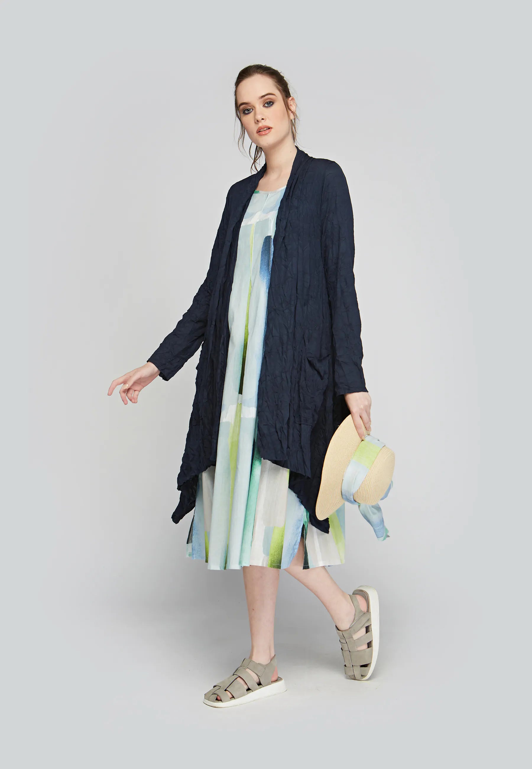 GLIMMER Wrinkled viscose jersey duster