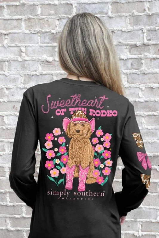 Simply Southern Long Sleeve Sweetheart of the Rodeo for Women | LS-SWEETHRT-BLACK