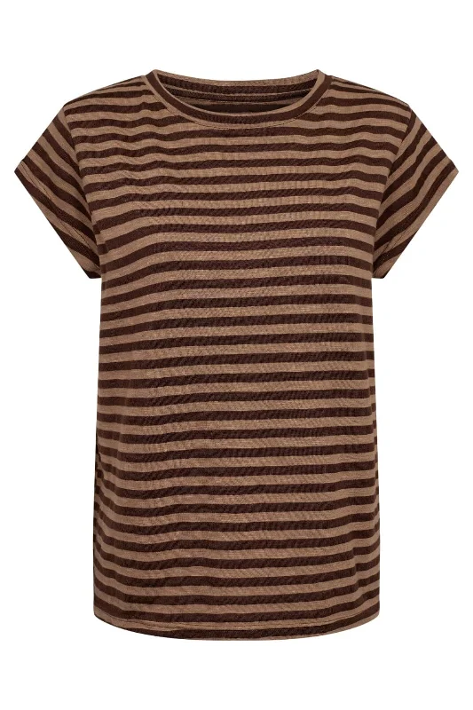 Liberte - Ulla-Stripe-Tshirt - Brown Light Brown Stripe