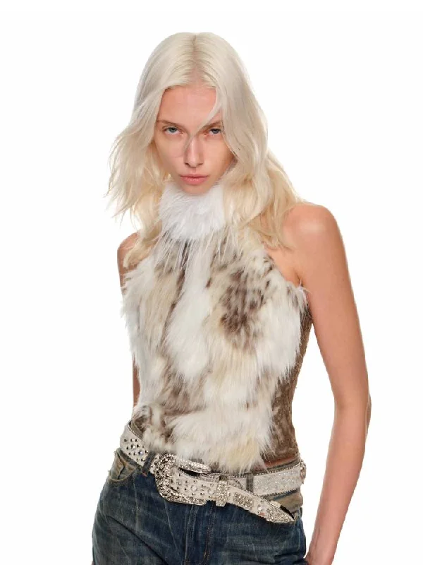 Leopard print imitation fur sleeveless vest【s0000011372】