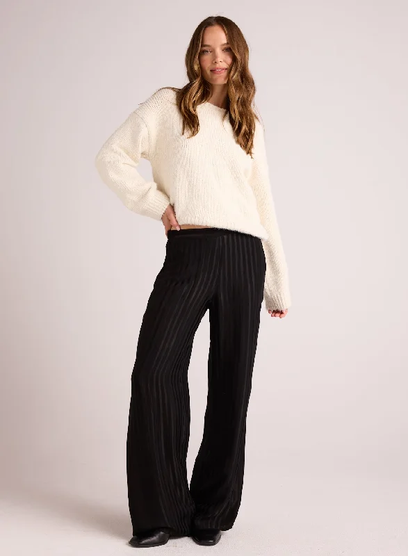 Elastic Back Wide Leg Pant - Black