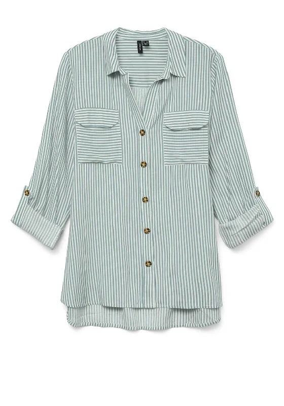 Vero Moda Bumpy Striped Shirt, Green and White