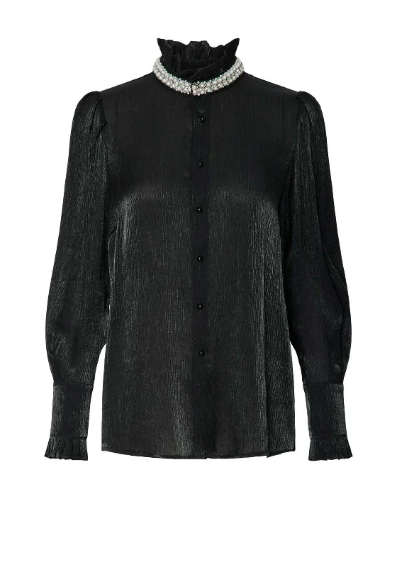 Y.A.S. Manula Embellished Shirt, Black