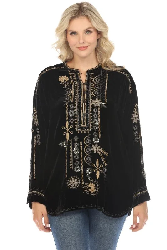 Johnny Was Biya Belina Velvet Tunic Top Boho Chic B23823BO*