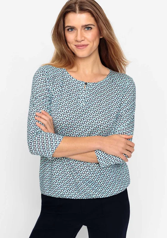 Olsen Clara Geometric Print Top, Blue