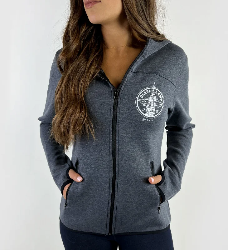 Women's Navy Cleveland Full-Zip Sweatshirt