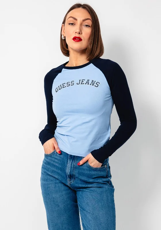 Guess Jeans Raglan Sleeve Top, Blue