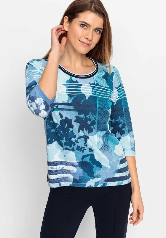 Olsen Hannah Floral Print Top, Blue