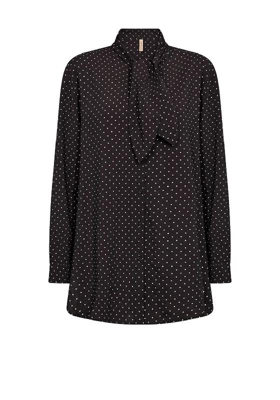 Soyaconcept Orit Polka Dot Tie Neck Blouse, Black