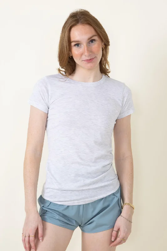 Basic Crewneck T-Shirt for Women in White Heather | 3200-WHTHTHR