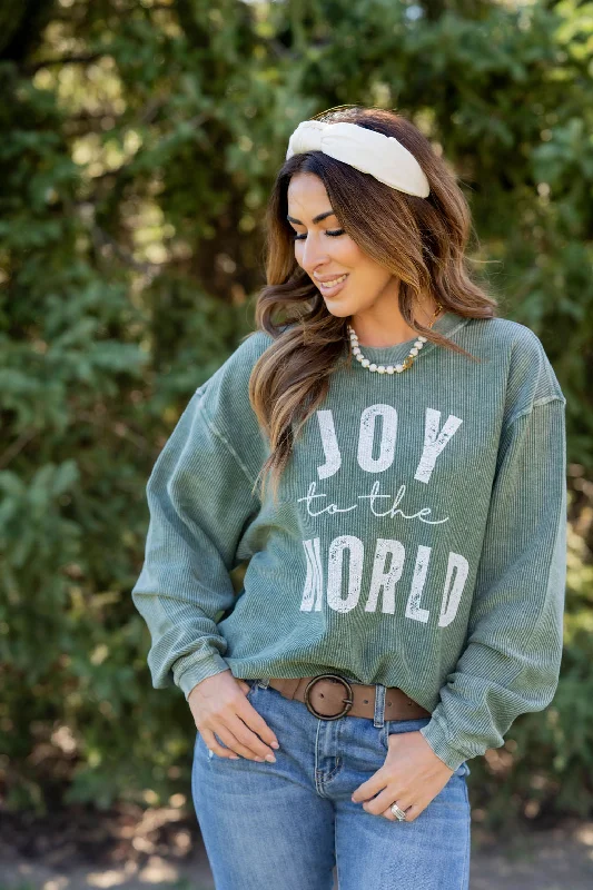 Joy To The World Ribbed Graphic Crewneck