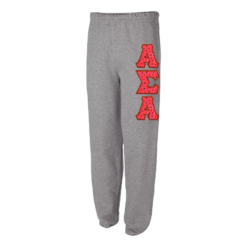 Greek Sweatpants, Vertical Letters - TWILL