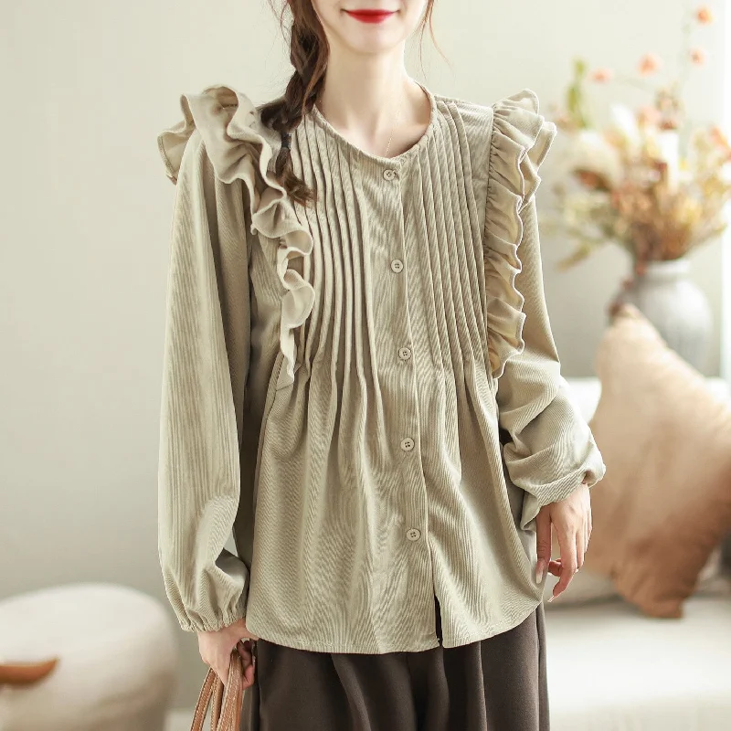 Women Stylish Fashion Casual Ruffle Autumn Blouse