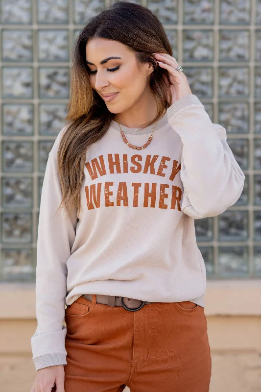 Whiskey Weather Ribbed Graphic Crewneck